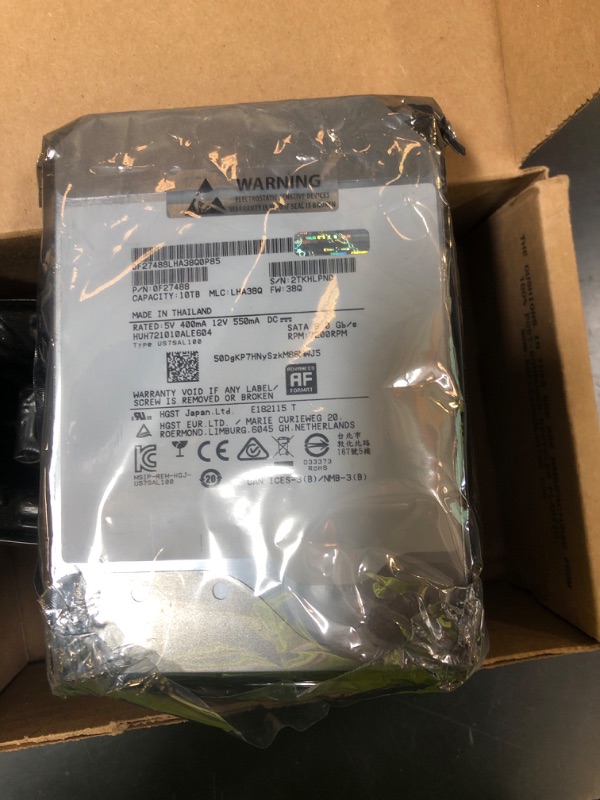 Photo 1 of Western Digital 10TB Ultrastar DC HC510 SATA HDD - 7200 RPM Class, SATA 6 Gb/s, 256MB Cache, 3.5" - Power-Disable Model - HUH721010ALE604 (Renewed)