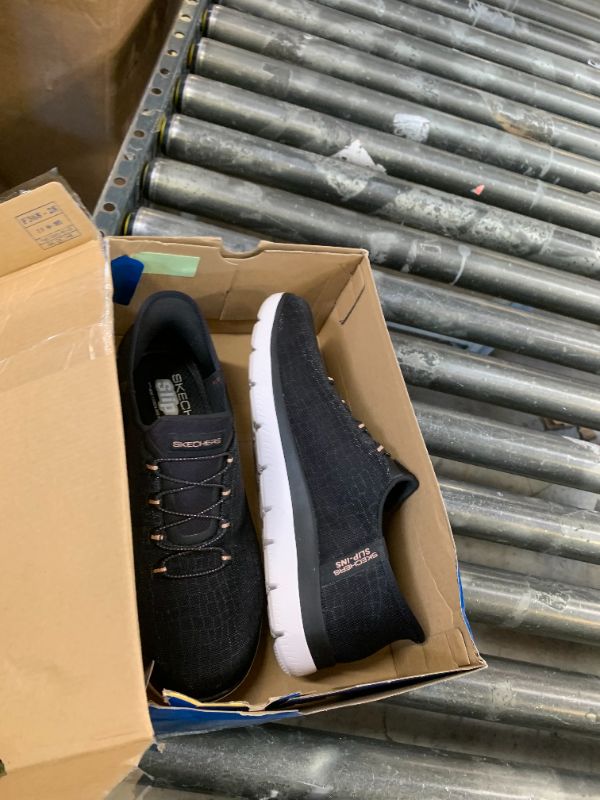 Photo 1 of Skechers Women's Hands Free Slip-ins Summits Classy Night Sneaker, Black Rose Gold, 9.5