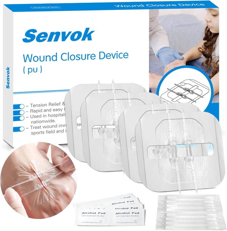 Photo 1 of Sutures Butterfly Bandaids - 4 Pcs Laceration Kit - Surgical Laceration Repair Without Sew - Quick Clot -Emergency Wound Closures Device (PU)