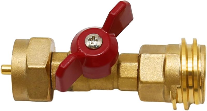 Photo 1 of MDEOOSKY 1 lb Propane Tank Refill Adapter with Valve, Propane Adapter 20lb to 1lb, Solid Brass Propane Tank Connector