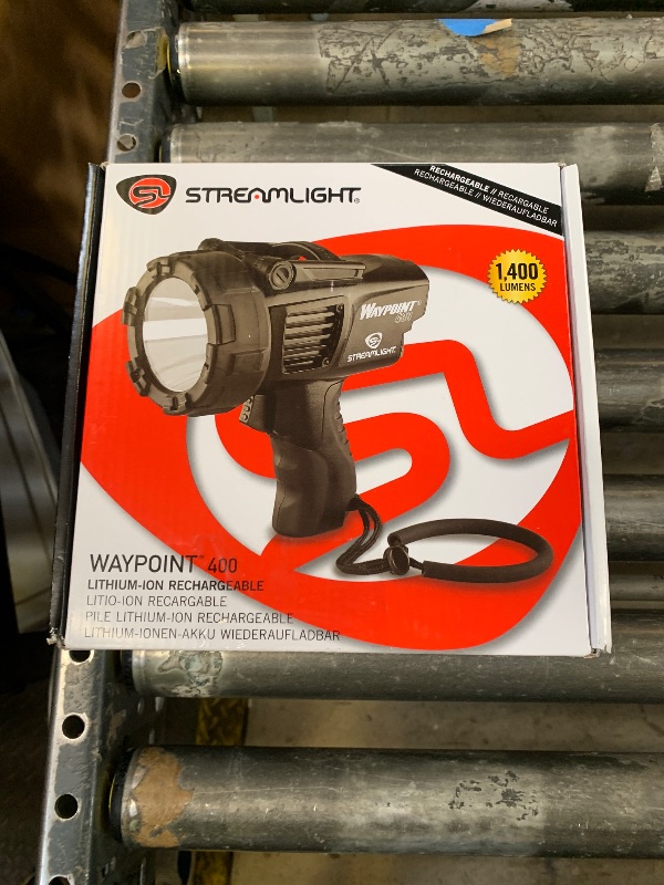 Photo 1 of Streamlight 44911 WayPoint 400 Rechargeable 1400-Lumen Long Range Pistol-Grip Spotlight with 120V AC Charger and Polymer Holder/Mount, Black