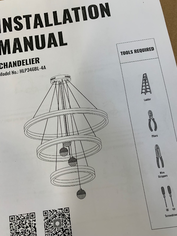 Photo 1 of Hanging circular chandelier with 4 hanging round bulbs. Unknown brand