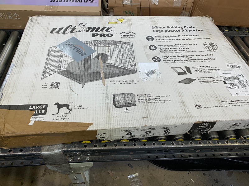 Photo 1 of MidWest Homes for Pets Ultima Pro Heavy-Duty 42-Inch Dog Crate, Ultra-Strong Steel Double Door Pet Cage for Large Breeds, Accessories Included