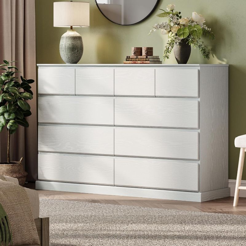 Photo 1 of INSY HOME 10 Drawer Dresser for Bedroom, 53" Wide Chest of Deep Drawers, Modern Farmhouse Wood Dressers with Storage