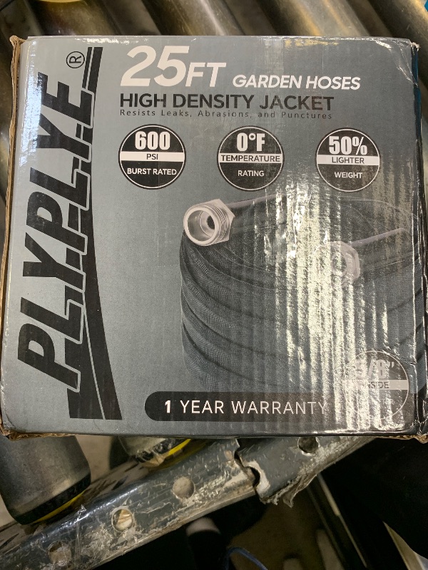 Photo 1 of 25ft Non-Expanding Garden Hose – Ultra-Light, Kink-Free, High-Pressure, Abrasion-Resistant, Durable, All-Weather, Eco-Friendly, Black&Gray