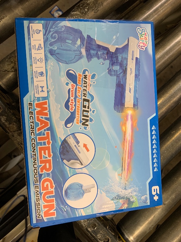 Photo 1 of Skirfy Electric Water Gun with Realistic Gun Muzzle Flash for Kids Adults,High Powered Waterproof Water Pistol with High Capacity,Ideal Outdoor Swimming Pool Beach Toys-Blue