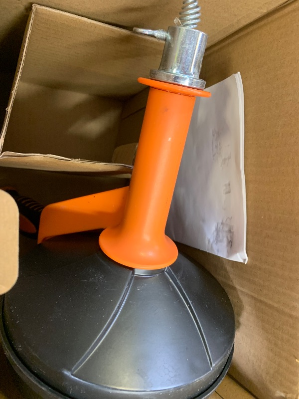 Photo 1 of Drain Auger, Clog Remover with Drill Adapter, 25 Feet Flexible Plumbing Snake Use Manually or Powered for Kitchen,Bathrom and Shower Sink, Comes with Gloves (orange)