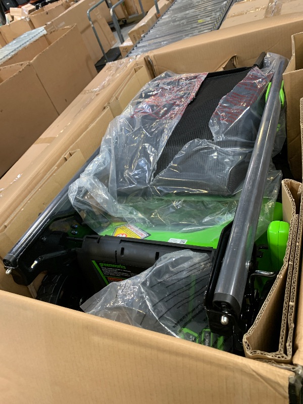 Photo 1 of Greenworks 40V 20" Brushless Push Mower, 4.0Ah Battery (Aluminum Handles + Light)