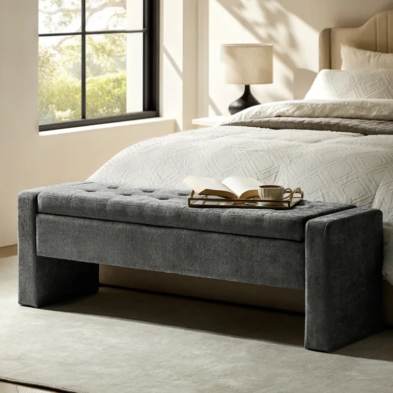 Photo 1 of Anthonique 55.1'' W Modern Tufted Upholstered Storage Bench
