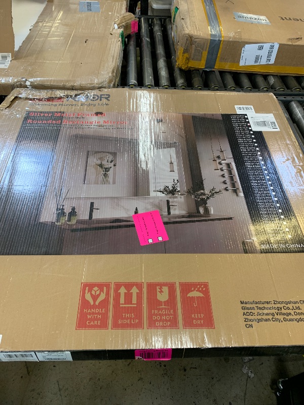 Photo 1 of CHARMOR 60X36 Silver Bathroom Mirror, Modern Rectangle Metal Framed Mirrors for Wall, Rounded Corners, Shatter-Proof
