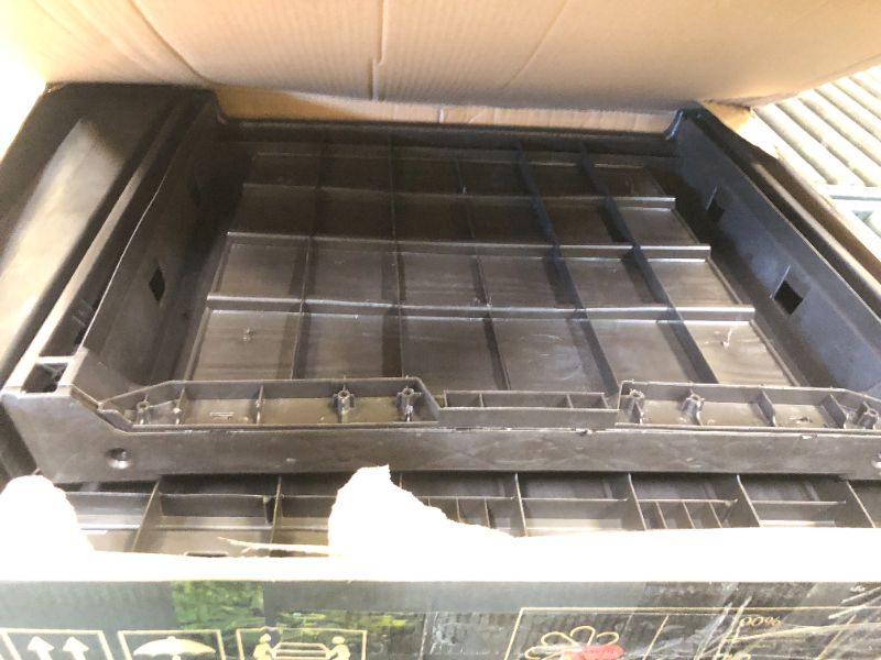Photo 1 of **MISSING PARTS** Keter Westwood 150 Gallon Deck Box Organizer, Doubles as 2-Person Bench Seat, Brown – Large Resin Outdoor Storage and Seating with Lockable Lid for Garden, Pool, and Patio