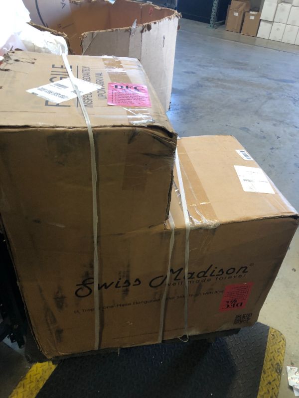 Photo 1 of Swiss Madison St. Tropez One Piece Elongated Toilet Side Flush 1.28 gpf with Black Hardware, Glossy White