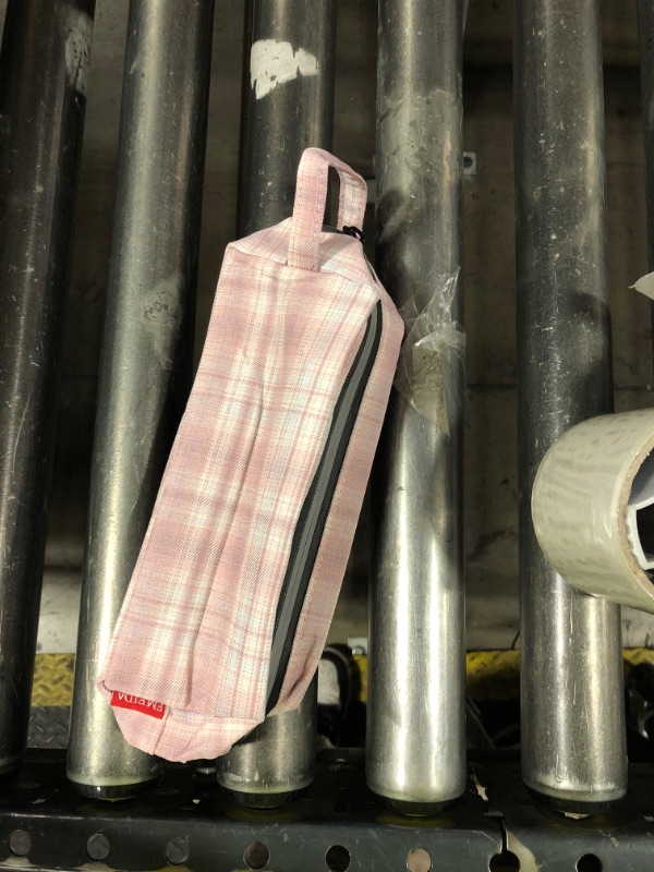 Photo 1 of Fmeida Pencil Case Pouch - Water Resistant Pencil Pouch Portable Pencil Bag Simple Office Stationery Pouch with Handle - Pink Plaid