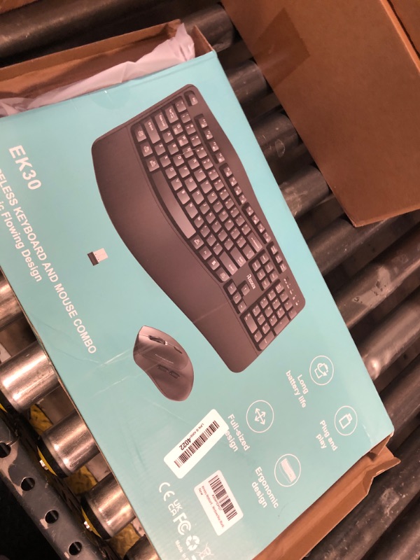Photo 1 of Wireless Keyboard and Mouse Combo, Full Size Wave Keys Ergonomic 2.4G Keyboard with Wrist Rest for Natural Typing, 3 DPI Adjustable Ergonomic Silent Mouse for Computer/Laptop/Windows/Mac (Black)
