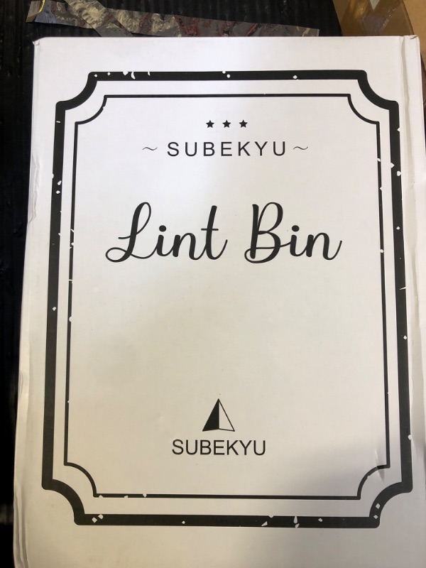 Photo 1 of SUBEKYU Magnetic Lint Bin for Laundry Room, Wall Mounted Metal Lint Box Holder Trash Can with Lid for Dryer,Lint Basket for Laundry Room Organization,White