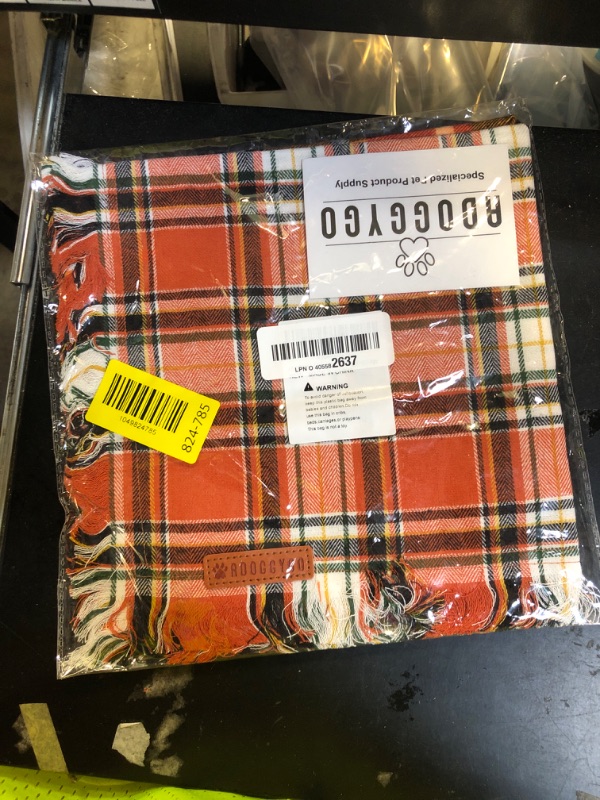 Photo 1 of ADOGGYGO Fall Dog Bandana with Tassels Edges, Stylish Orange Plaid Pet Scarf, Multiple Size, Thanksgiving Halloween Fall Bandanas for Medium Large Dogs (Large)