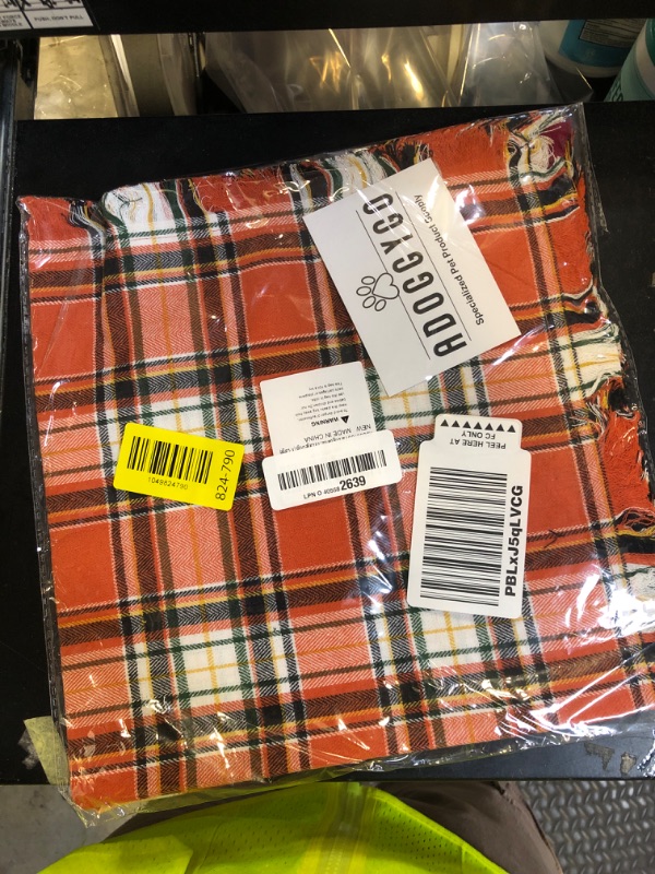 Photo 1 of ADOGGYGO Fall Dog Bandana with Tassels Edges, Stylish Orange Plaid Pet Scarf, Multiple Size, Thanksgiving Halloween Fall Bandanas for Extra Large Dogs (X-Large)