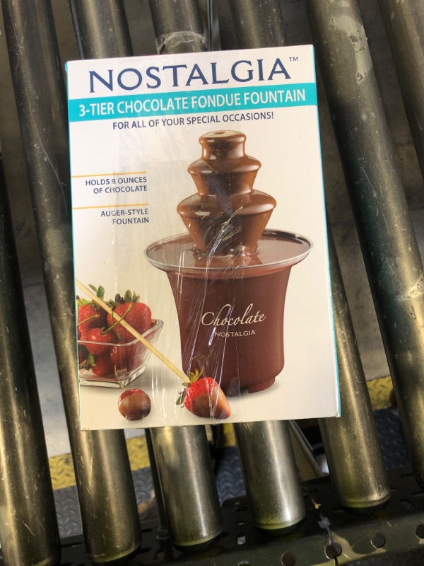 Photo 1 of Nostalgia 3 Tier Electric Chocolate Fondue Fountain Machine for Parties - Melts Cheese, Queso, Candy, and Liqueur - Dip Strawberries, Apple Wedges, Vegetables, and More - 8-Ounce - Brown
