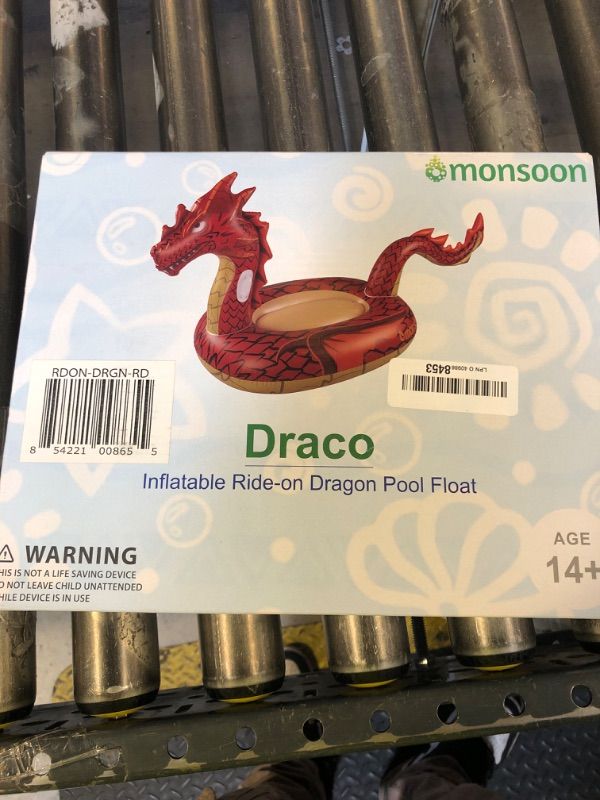 Photo 1 of Monsoon [Dragon] Inflatable Pool Floats for Adults Large Ride-On Swimming Pool Float Floatie with Handles - Red
