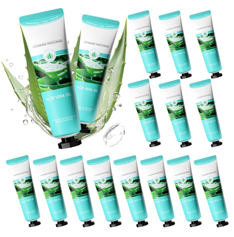 Photo 1 of 16PCS Travel Size Aloe Vera Gel,Soothing After Sun Lotion for Face and Body,Organic Hydrating Aloe Vera Gel for After Sun Care,Instant Cooling,Refreshing Face Moisturizer Set, 1.05 Oz