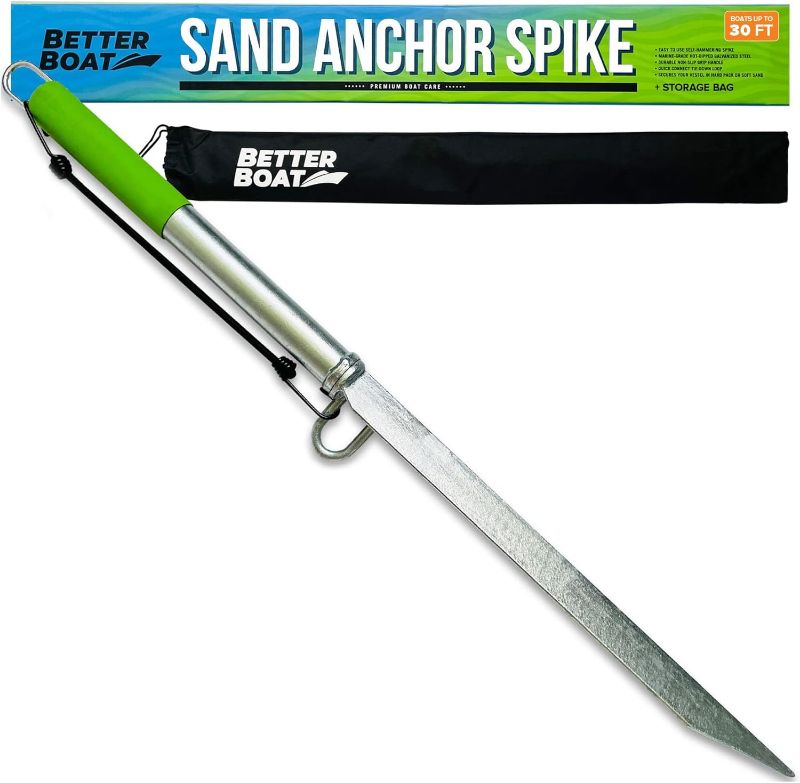 Photo 1 of Sand Spike Boat Anchor Pole for Boats, Jet Skis, Pontoons, and Kayaks, Large and Small Slide Pole System for Shallow Water, Sandbars, Beaches, and Land with Bag for Accessories
