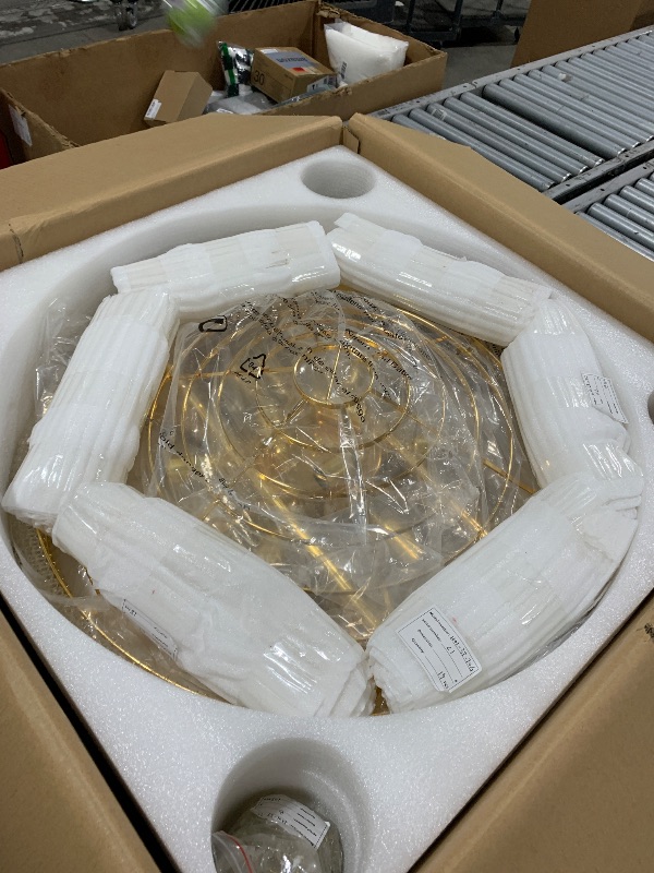 Photo 1 of BEIRIO 18-Lights 3 Layers Large Golden Classic Empire Style K9 Crystal Ball Chandelier Decorative Light Fixture for High Ceiling Living Room Foyer Stair Entryway (D27.6 * H59 inches)