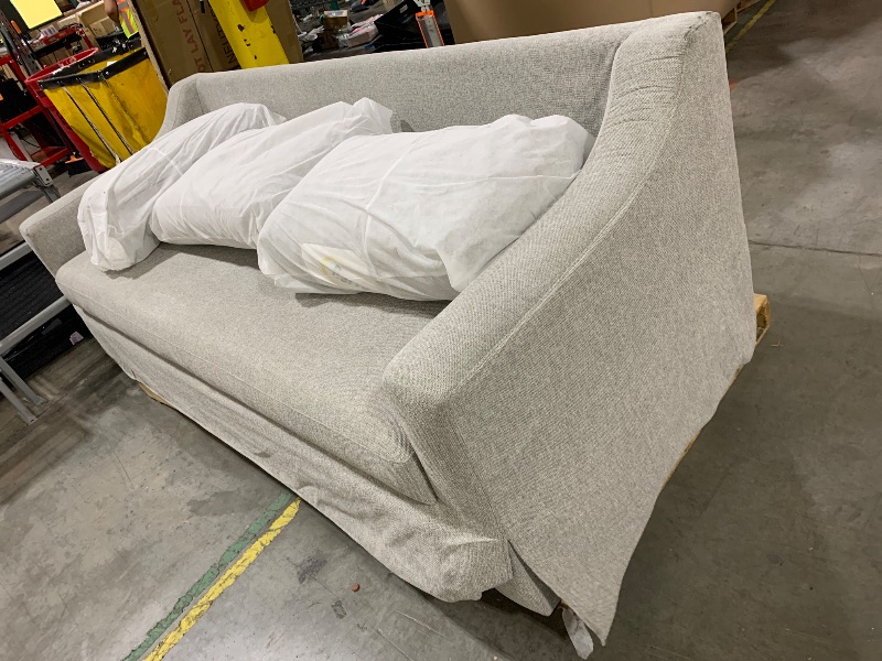 Photo 1 of Serta® Hawthorne 90.6" Slipcovered Queen-Size Convertible Pop-up Sofa, Dreamcoil® Comfort, Woven Polyester Blend Fabric, Linen