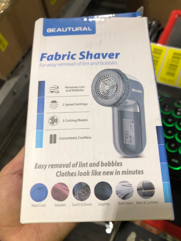 Photo 1 of BEAUTURAL Fabric Shaver and Lint Remover, Sweater Defuzzer with 2-Speeds, 2 Replaceable Stainless Steel Blades, Battery Operated, Remove Clothes Fuzz, Lint Balls, Pills, Bobbles Gray