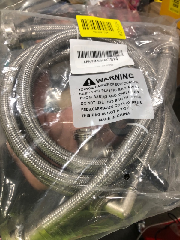 Photo 1 of Steam Dryer Hose Installation Kit - 6 Ft 90 Degree Elbow Stainless Steel Hose,1ft Inlet Adapter And Y Connector,Fits All Normal Household Water Supply Lines by TOMOON