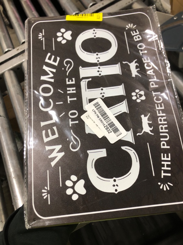 Photo 1 of "Welcome to the Catio - The Purrfect Place to Be" Metal Tin Sign 8x12 Inch - Rust-Resistant Indoor/Outdoor Wall Decor with Pre-Drilled Holes, Cat Lover Gift for Home, Garage, Cattery Decoration