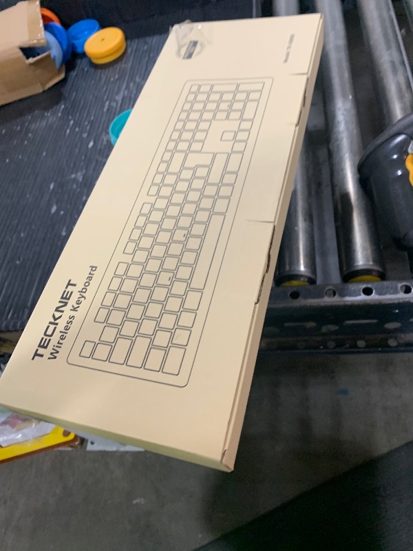Photo 1 of TECKNET Bluetooth Keyboard Rechargeable, 4-Device Free Switching (2.4G+BT), Ultra-Slim Full Size Wireless Keyboard, Quiet Typing, for PC/Laptop/Smart TV/Phone, Adjustable Stand, 12 Multimedia Keys