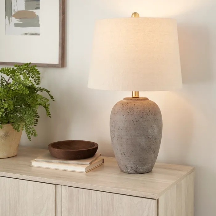 Photo 1 of Nourison 23" BIT05 Brown Ceramic Table Lamp
