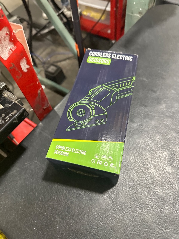Photo 1 of Cordless Electric Scissors: 4V Rechargeable Rotary Cardboard Cutter, 3000mAh Battery, with LED Light, 2 Blades, Box Cutter for Fabric Carpet Carton Plastic Leather Cloth
