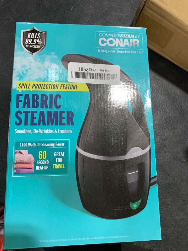 Photo 1 of Conair Handheld Travel Garment Steamer for Clothes, CompleteSteam 1100W, For Home, Office and Travel,Black