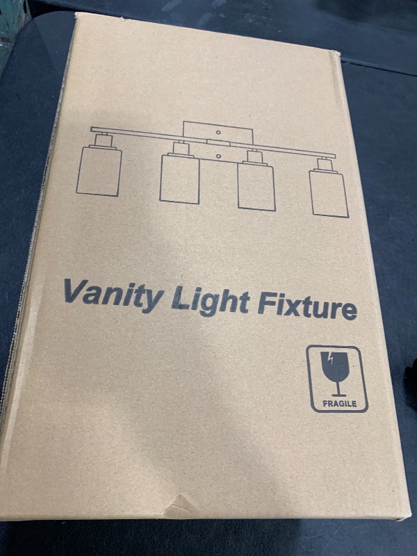 Photo 1 of MOKATNG 4-Light Bathroom Light Fixtures, Vanity Light with Milky White Shades, Matte Black Bathroom Light Fixtures Over Mirror, Modern Bathroom Wall Lamp for Mirror Living Room Cabinet Bedroom