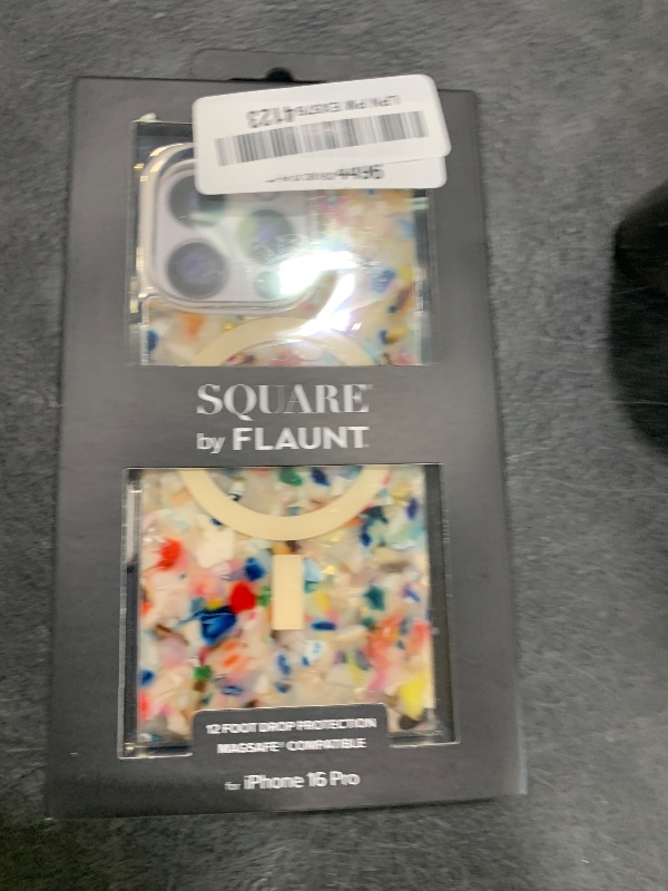 Photo 1 of FLAUNT Official Square Protective Case - Compatible with iPhone 16 Pro - Compatible with MagSafe & Wireless Charging - Drop-Tested & Shockproof - (Rainbow Confetti Tortoise Shell)