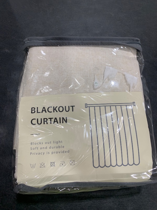 Photo 1 of 100% Blackout Shield Linen Blackout Curtains for Bedroom 84 Inches Long, Back Tab/Rod Pocket Living Room Drapes, Thermal Insulated Blackout Curtains 2 Panels Set, 50" W x 84" L, Cream