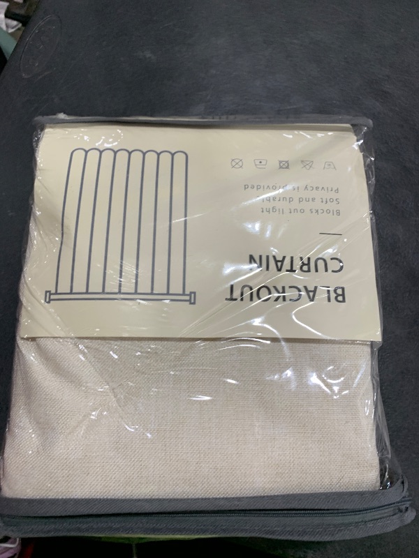 Photo 1 of 100% Blackout Shield Linen Blackout Curtains for Bedroom 84 Inches Long, Back Tab/Rod Pocket Living Room Drapes, Thermal Insulated Blackout Curtains 2 Panels Set, 50" W x 84" L, Cream