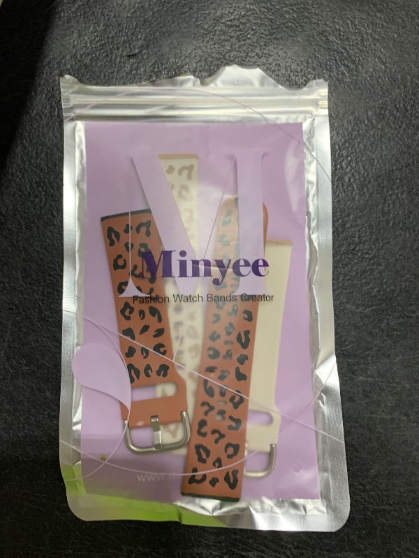 Photo 1 of Minyee 2 Pack Leopard Engraved Band Compatible with Fitbit Versa 4/Versa 3/Sense 2/Sense Band Women, Two-Tone Cheetah Soft Silicone Sport Designer Fancy Summer Replacement Wristband Strap for Versa 3
