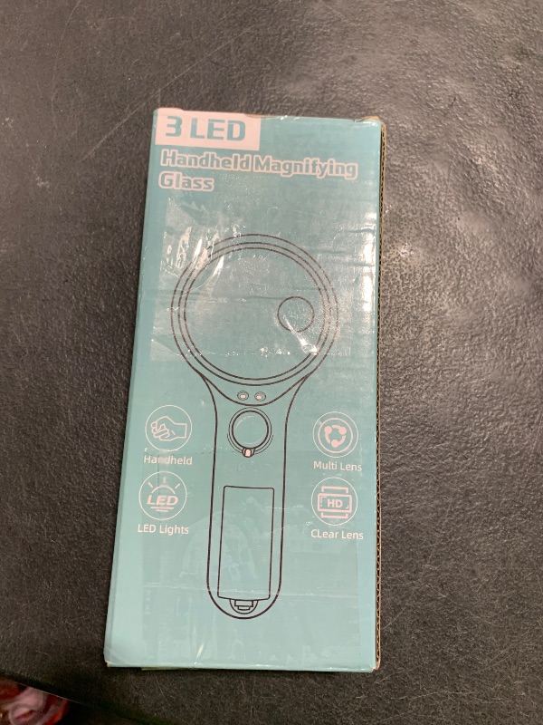 Photo 1 of Compact Magnifying Glass with Lights,45X 10X 5X Small Handheld Lighted Magnifier, 3 LED Light Magnifying Glass for Reading Small Prints & Low Vision Seniors B&W