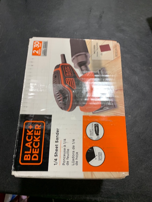 Photo 1 of BLACK+DECKER 2.0 Amp Electric 1/4 Sheet Orbit Sander (BDEQS300)
