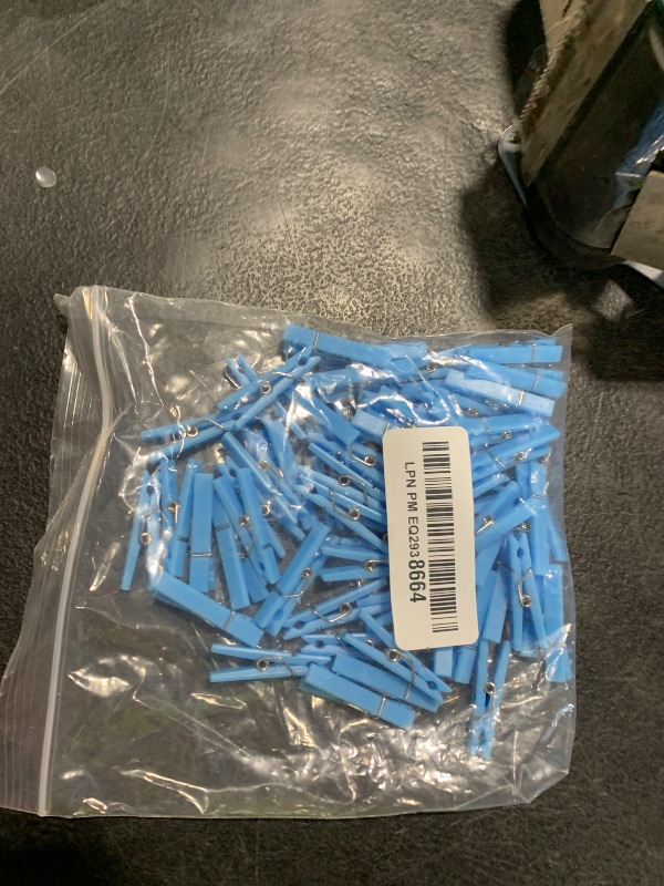 Photo 1 of 100Pcs Baby Shower Clothespin Games Mini Blue Clothes Pins 1.4 inch for Party Decorations(Blue)