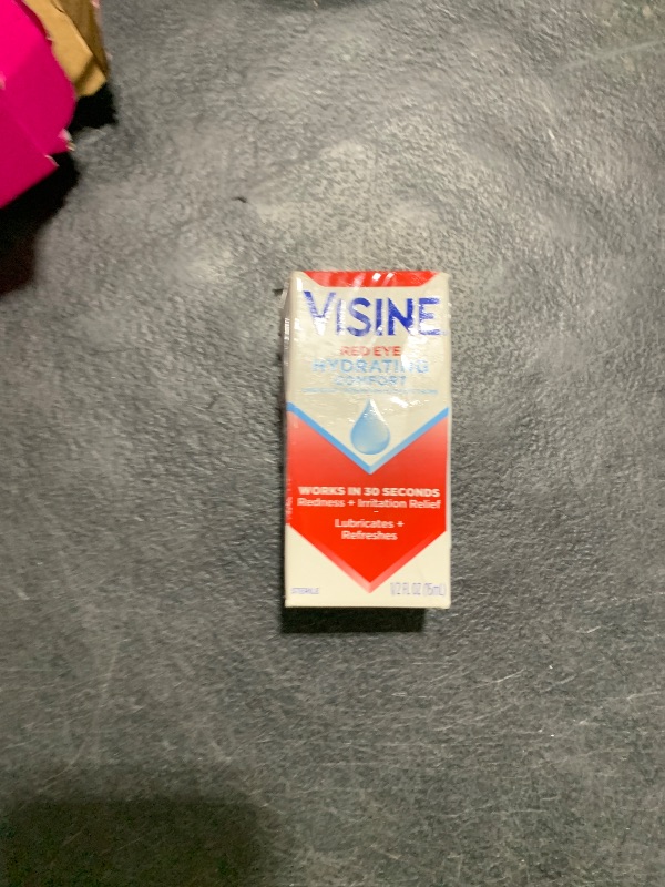 Photo 1 of Visine Red Eye Hydrating Comfort Redness Relief and Lubricant Eye Drops to Help Moisturize and Relieve Red Eyes Due to Minor Eye Irritations Fast, Tetrahydrozoline HCl, 0.5 fl. oz