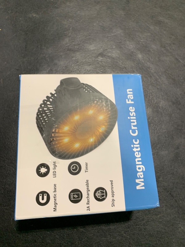 Photo 1 of Magnetic Cruise Fan with 8000mAh Rechargeable Battery, LED Light, Timer&Power Output, Magnetically Sticks on Cabin Ceilings and Walls, Ship Approved Cabin Air Circulator
