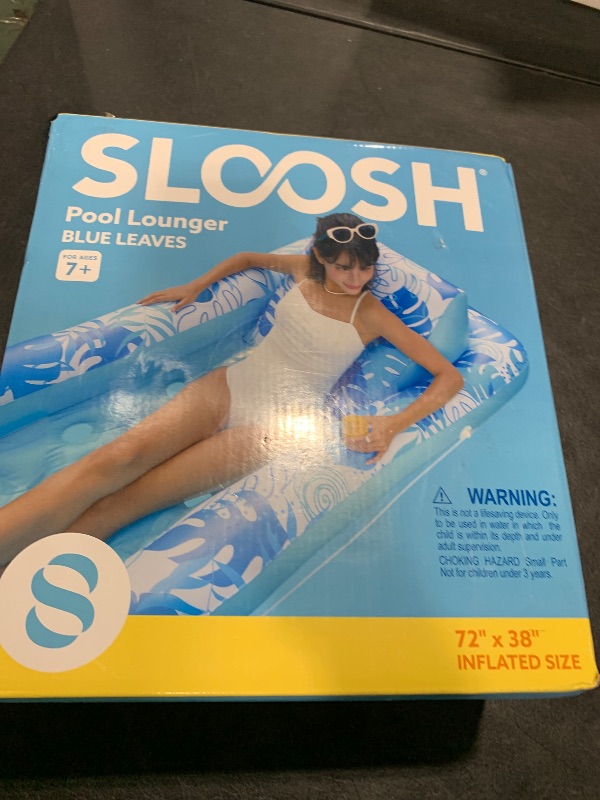 Photo 1 of SLOOSH Inflatable Pool Floats with Cooling Water Hole,72" x 38" Daybed Pool Lounger Adults with Cup Holders, Adjustable Backrest Tanning Lounger Chair, Floaties Rafts (Blue)