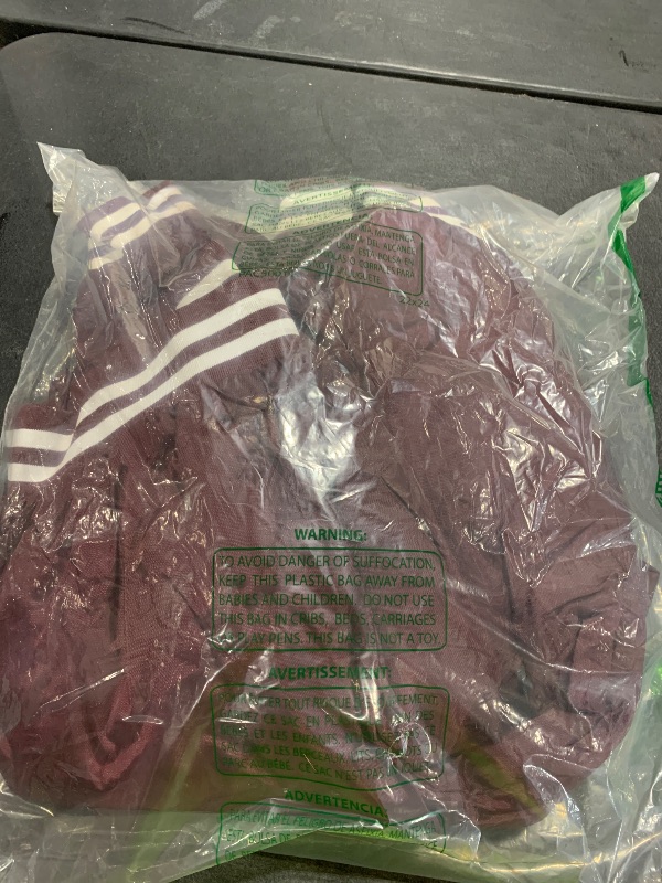 Photo 1 of Varsity Base Letterman Jacket (Maroon Wool, White Leather, Large)