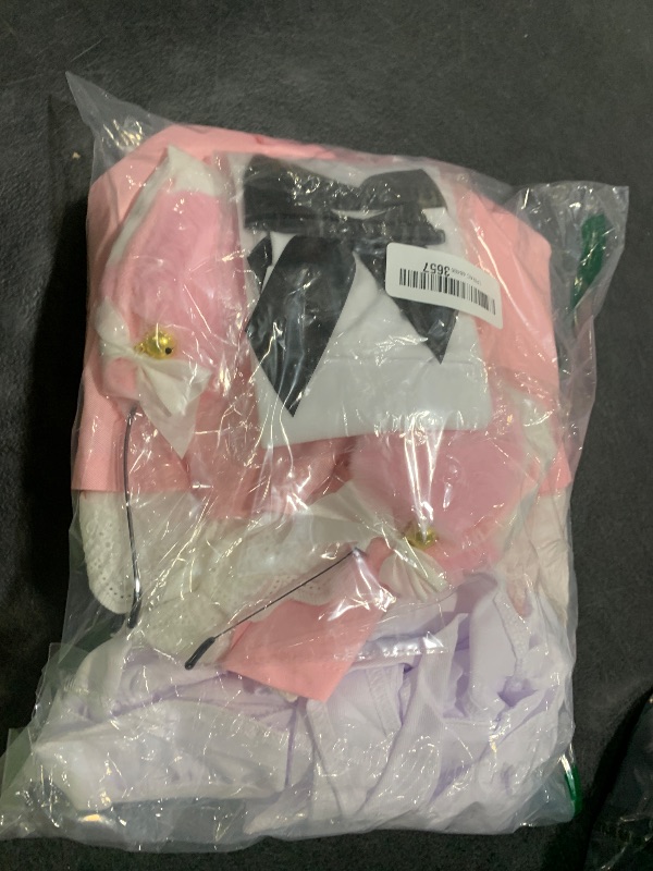 Photo 1 of Japanese Anime 6Pcs Lolita French Maid Apron Fancy Dress Cosplay Costume Gloves Headwear Socks Set(Pink Plus Size 5XL)