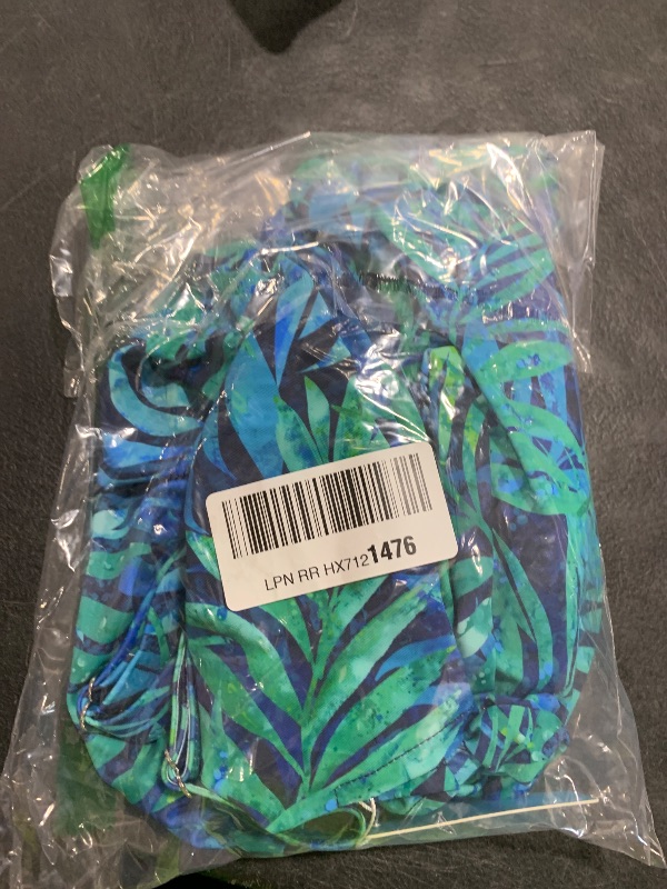 Photo 1 of Yonique Womens Blouson Tankini Top Only Loose Fit Swim Top No Bottom Modest Swimsuit Blue Leaves Large