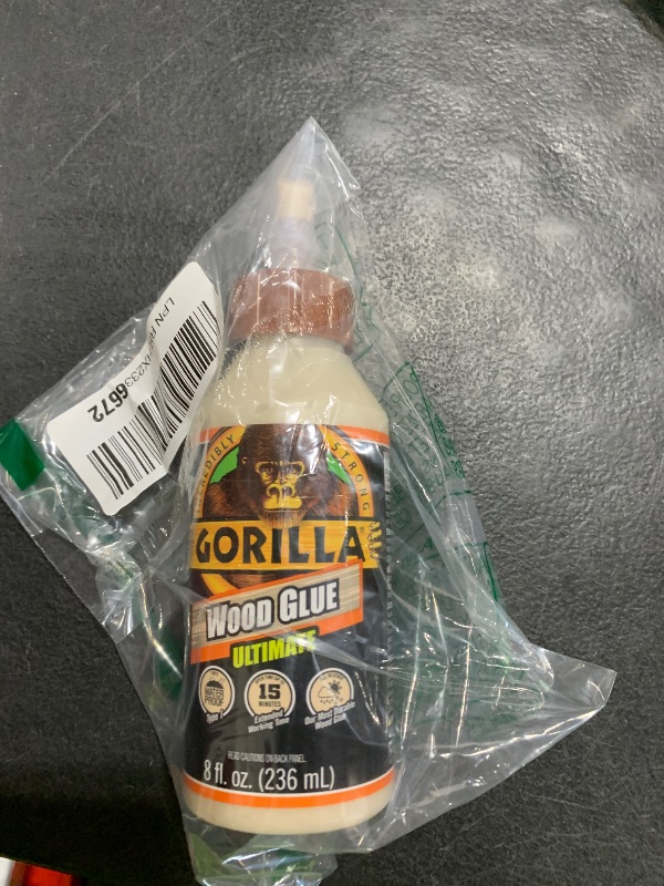 Photo 1 of Gorilla Ultimate Waterproof Wood Glue, Natural Wood Color, 8 Ounce (Pack of 1) - Waterproof for Indoor or Outdoor Projects and Repairs