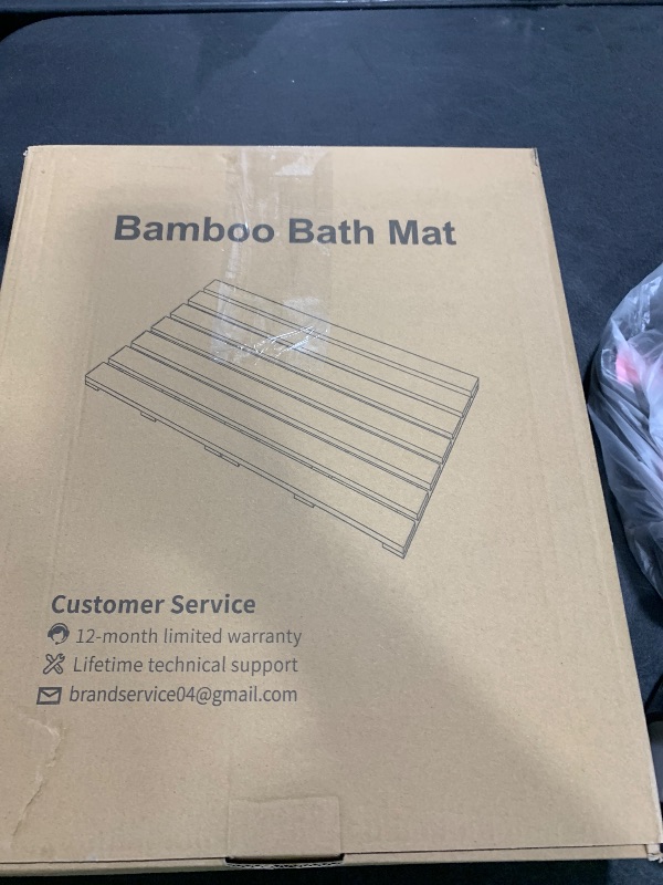 Photo 1 of Bamboo Bath Mat for Shower, Dual Anti-Slip for Surface & Bottom, Waterproof Foldable Shower Mat, Easy to Carry and Storage, Perfect for Indoor Outdoor ? Natural, 26.77×16.14×1.14 Inches?